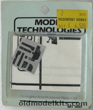 Model Technologies 1/72 1/72 AH-64A  Interior Placard Set, MT 1007 plastic model kit